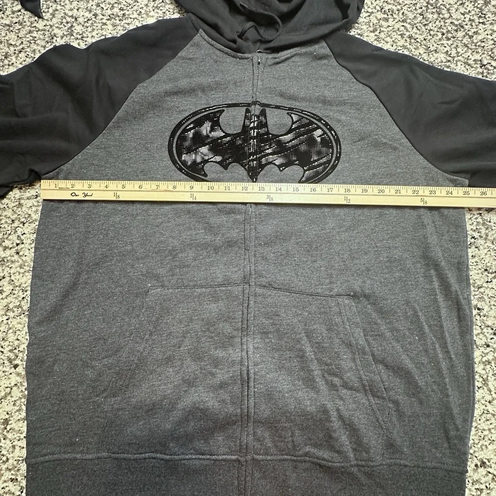 DC Comics Batman Full‎ Zip-up Hoodie Men's Sz XL (46/48) Gray Full Zip